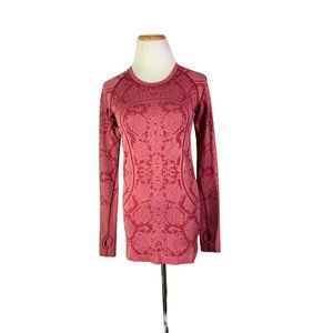 Lululemon Size 6 Red Snake Swiftly Tee Long Sleeve *Flaws